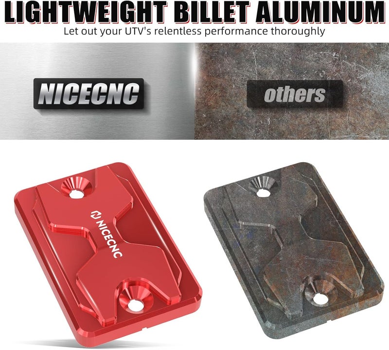 NICECNC Brake Fluid Cap Compatible with Yamaha RAPTOR 700 2013-2026, YFZ450R Special Edition 2012-2026, Compatible with Honda TRX400X 2009-2014, TRX250X 2011-2023, Replacement for B16-F5852-00-00, Red - Image 4